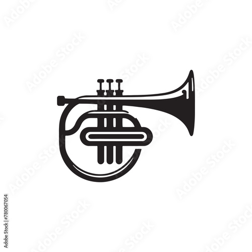 Symphonic Reverie: Exquisite Silhouette of Trombone Music Instrument, Crafted with Precision in Illustration and Vector, Trombone Illustration - Minimallest Trombone Vector