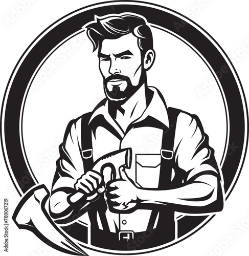 Workforce Insignia: Vector Logo Design for Workers Labor Legacy: Iconic Worker Symbolism