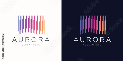 Aurora logo icon design template flat vector and gradient color branding.