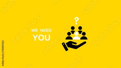 We are Hiring a design with a Magnifying Glass on a yellow background. Minimal we are hiring background. 