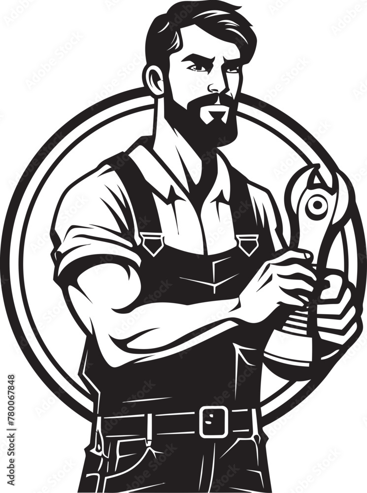 Industry Icons: Iconic Worker Symbol Design Labor Legacy: Vector Logo of Dedicated Worker Industry Icons: Iconic Worker Symbol Design Labor Legacy: Vector Logo of Dedicated Worker