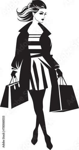 Chic City Chic: Vector Logo of Fashion Forward Lady Boutique Beauty: Woman with Bag Icon Graphics