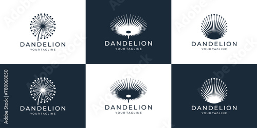 Dandelion logo icons set. Simple illustration of dandelion logo vector icons for perfect company. © ulhaq_std