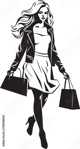 Trendy Tote Trend: Vector Logo of City Chic Shopper Fashion Finesse: Woman's Shopping Bag Icon Graphics