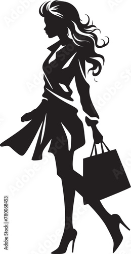 Fashion Iconic: Vector Logo of Vogue Visionary Vogue Visionary: Young Woman Shopping Bag Emblem