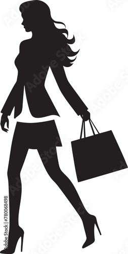 Couture Chic: Fashion-Savvy Lady's Shopping Bag Icon Retail Royalty: Iconic Vector Logo of Trendy Shopper
