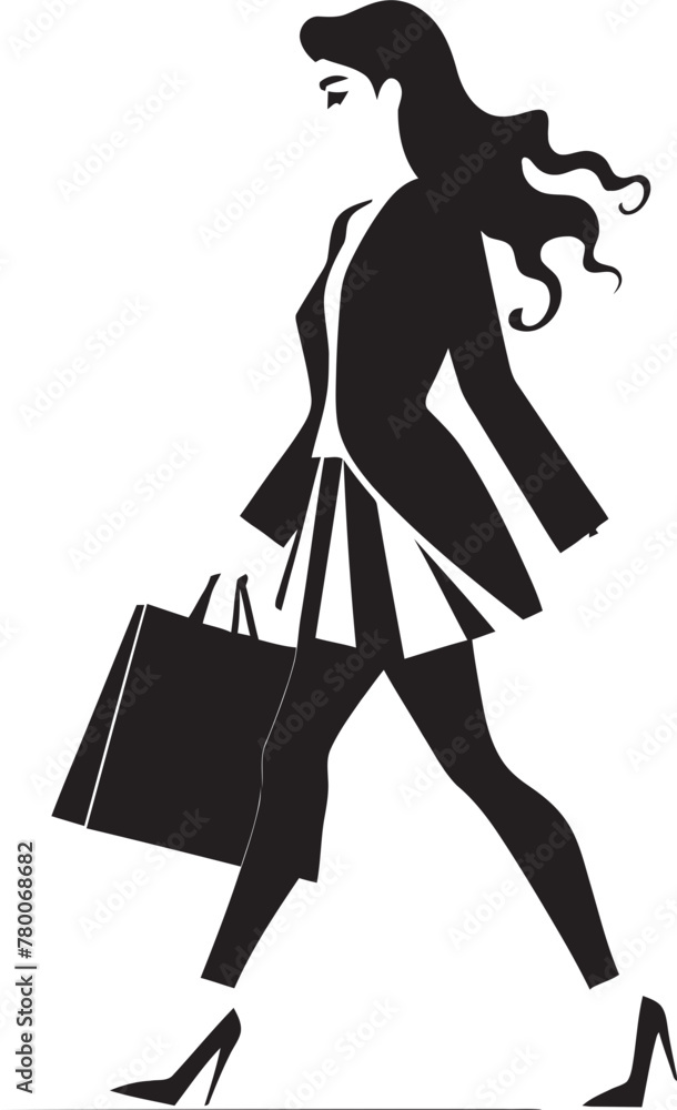 Glamour Galore: Fashion-Savvy Woman's Shopping Bag Logo Vogue Vixen: Stylish Lady with Shopping Bag Icon Glamour Galore: Fashion-Savvy Woman's Shopping Bag Logo Vogue Vixen: Stylish Lady with Shopping Bag Icon