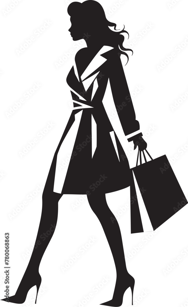 Retail Royalty: Iconic Vector Logo of Trendy Shopper Fashion Maven Icon: Stylish Woman with Shopping Bag Icon Graphics Retail Royalty: Iconic Vector Logo of Trendy Shopper Fashion Maven Icon: Stylish Woman with Shopping Bag Icon Graphics