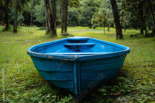 Blue summer rowboat