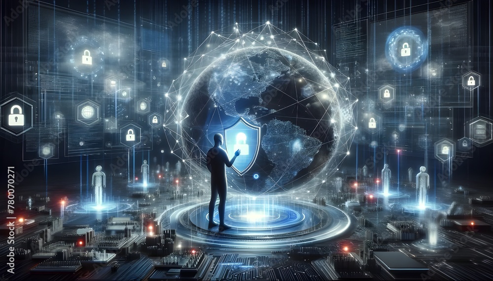 Fototapeta premium Global Cybersecurity Network 