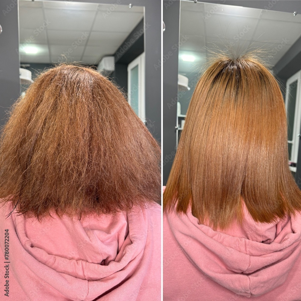 Fototapeta premium beautiful long shiny hair after keratin straightening