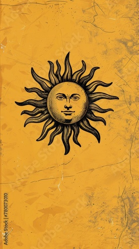 Sun With a Face Drawing