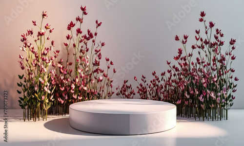 Elevate Your Beauty: Pink Rose Podium Stand for 3D Spring Table Displays
