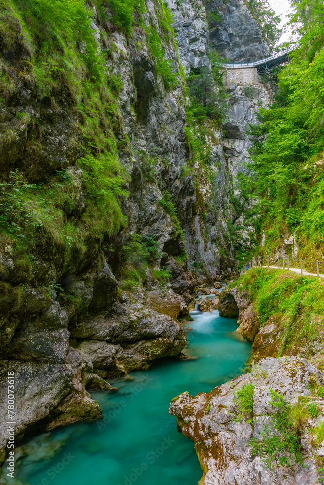 Tolmin gorge during a summer morning in Slovenia Tolmin gorge during a summer morning in Slovenia