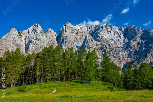 Panorama view of the north face of Prisank, Slovenia photo