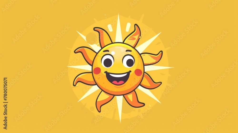 Animated sun cartoon, vector illustration generative ai