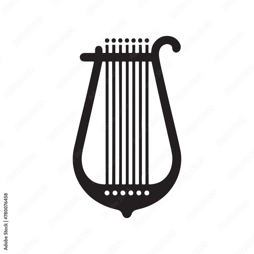 Symphony of Strings: Dynamic Zither Silhouette Illustration ...