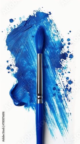 Blue Brush on White Background