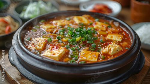 Korean traditional food Tteokbokki, miso soup