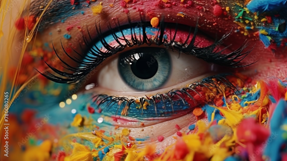 Close up view of multi colorful eye.