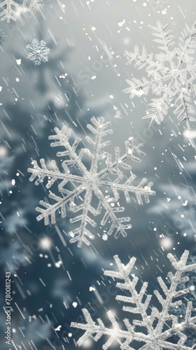 Snow Flakes Falling Down on the Ground