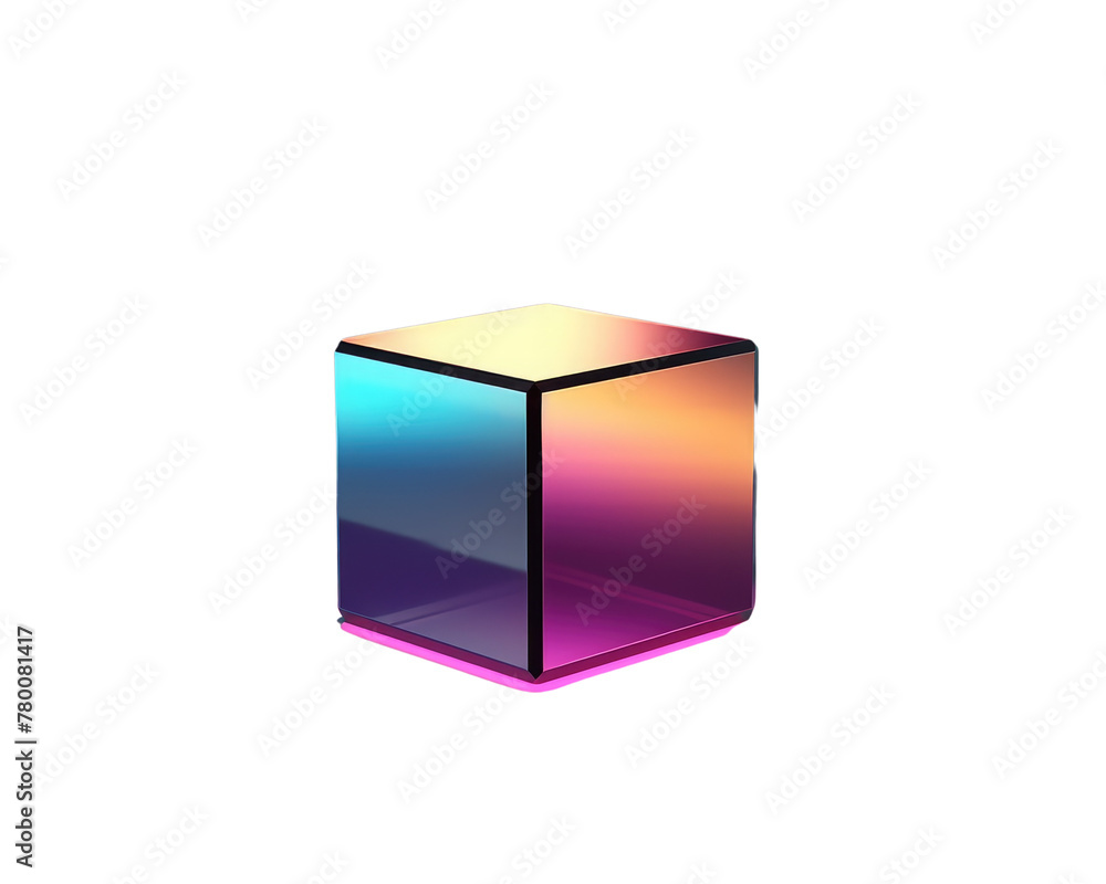Glossy Geometric futuristic cube isolated on transparent background Glossy Geometric futuristic cube isolated on transparent background