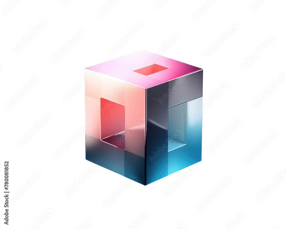 Gradient futuristic cube isolated on transparent background Gradient futuristic cube isolated on transparent background