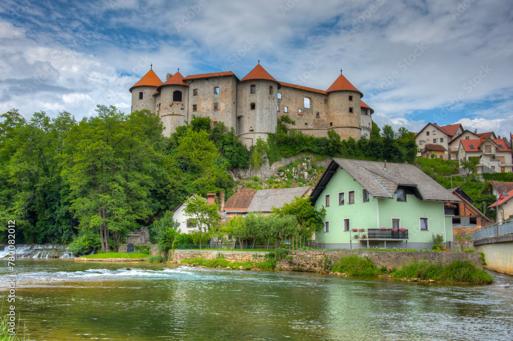 Panorama view of Zuzemberk castle in Slovenia Panorama view of Zuzemberk castle in Slovenia
