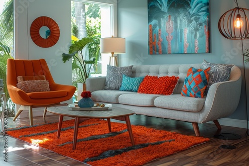 A Living Room With Furniture and Spiral Staircase