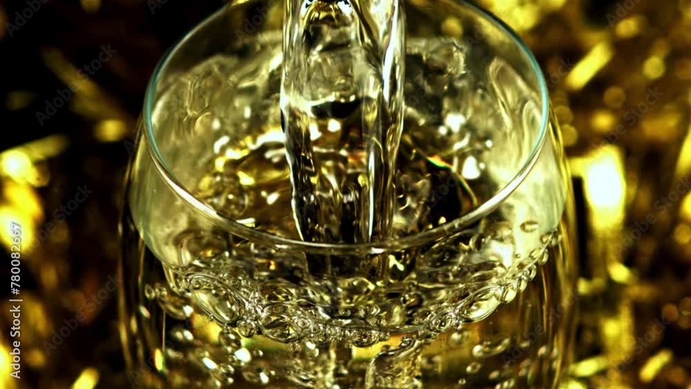 Super slow motion Champagne is poured into a glass with air bubbles. High quality FullHD footage Super slow motion Champagne is poured into a glass with air bubbles. High quality FullHD footage