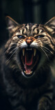 Angry wild cat screaming