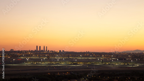 Panoramic view of Barajas airport in Madrid, Spain