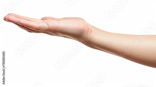 Female hand with palm up, isolated on white background generative ai © ThisDesign