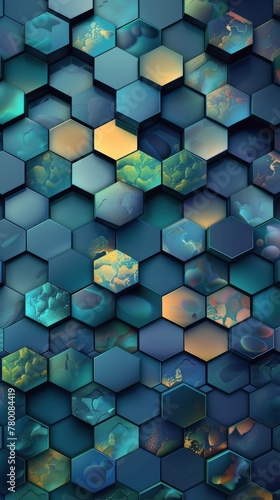 Leaves and Flowers Painting on Blue Background