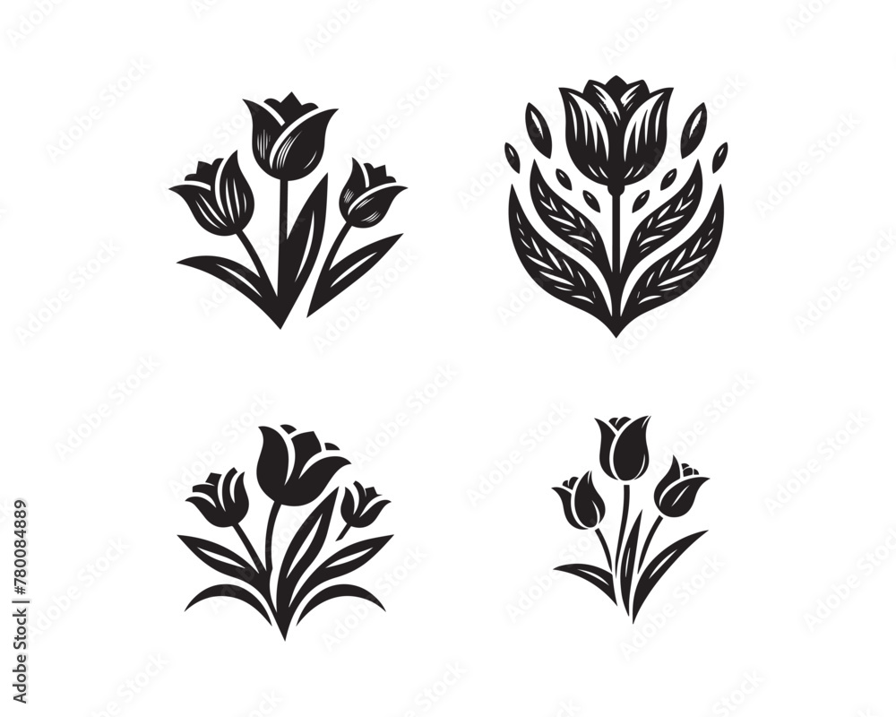 Tulip flower silhouette vector icon graphic logo design Tulip flower silhouette vector icon graphic logo design