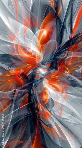 Abstract Painting With Orange and White Colors