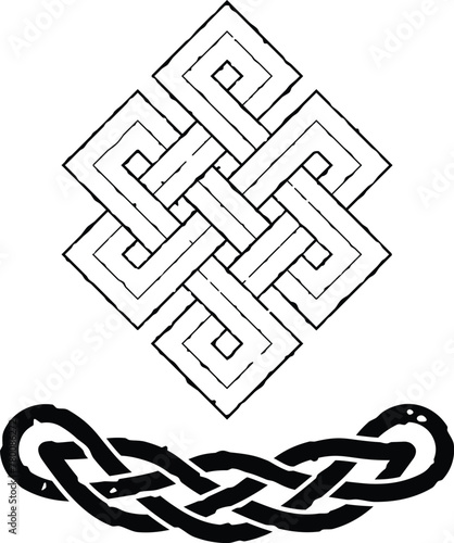 Grunge Curved Viking Lace Border Ornament with Infinity Knot