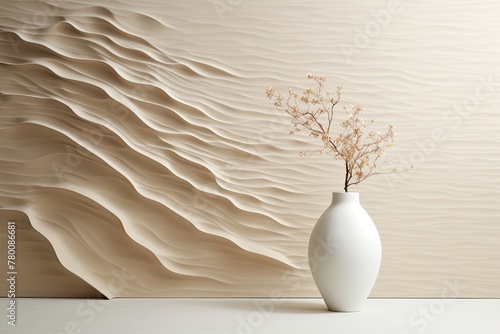 Wavy wall in a room with a flower shaped vase