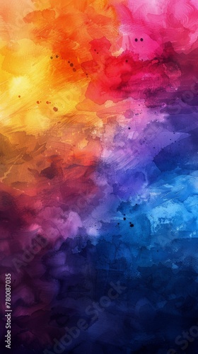 Vibrant Rainbow-Colored Sky Abstract Painting