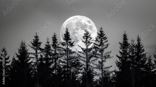 forest and the moon- black and white photography © Ziyan