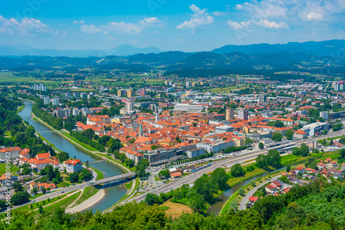 Aerial view of Slovenian town Celje photo