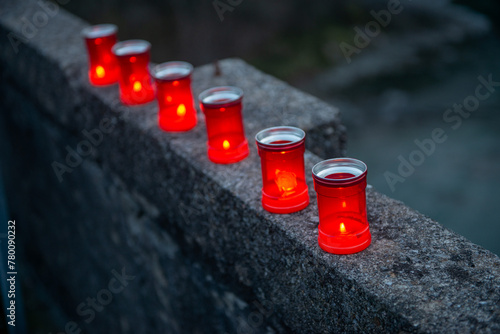 Candles lit to illuminate the path photo