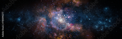 Space scene with stars in the galaxy. Panorama. Universe filled with stars, nebula and galaxy. Elements of this image furnished by NASA.