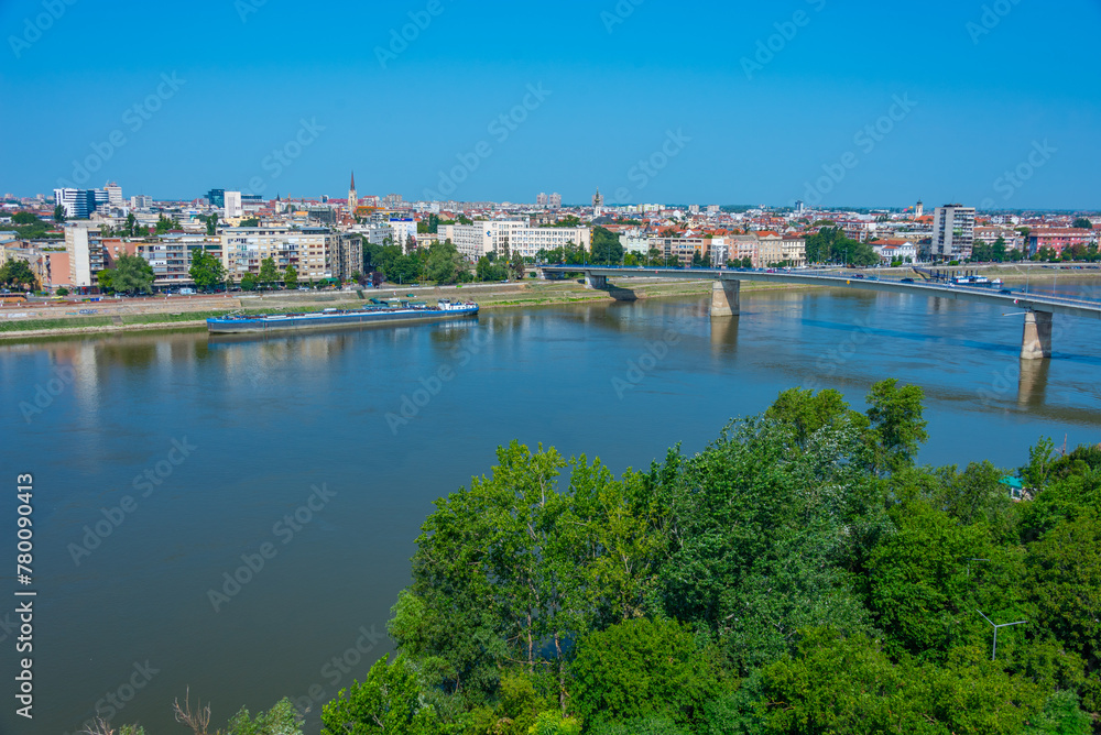 Panorama view of Novi Sad from Petrovaradin fortress in Serbia