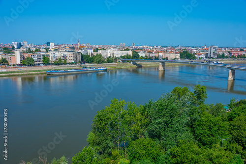 Panorama view of Novi Sad from Petrovaradin fortress in Serbia