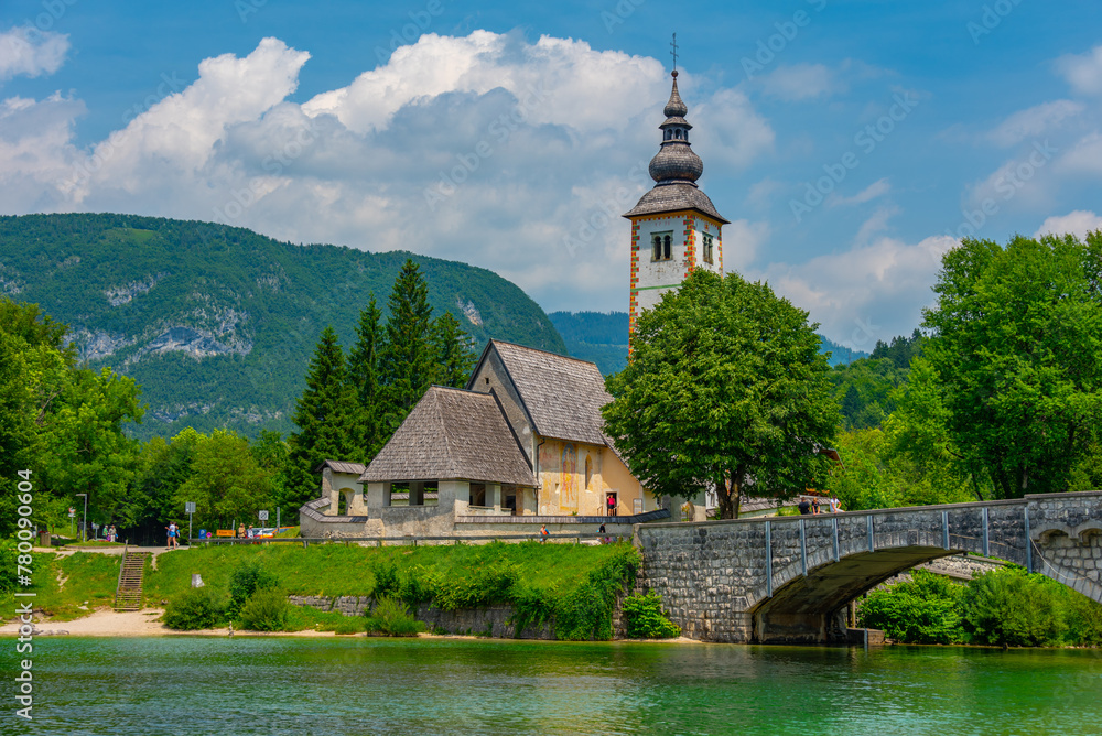 Church at Ribcev Laz near lake Bohinj in Slovenia