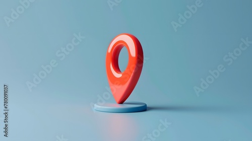 Locator mark of map and location pin or navigation icon sign on blue background with search concept. 3D rendering.

