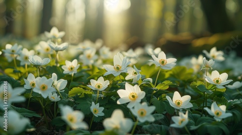 White Flowers Scattered in Grass