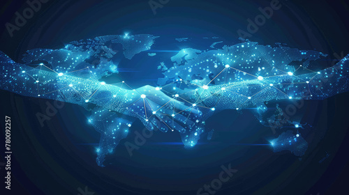 Businessman Handshake with Global Network Map