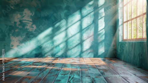 Room With Wooden Floor and Green Wall